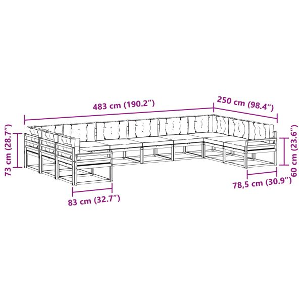 Комплект дивани за открито 10 pcs Натурален и Антрацит