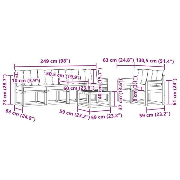 Комплект дивани за открито 7 pcs Натурален и Крема