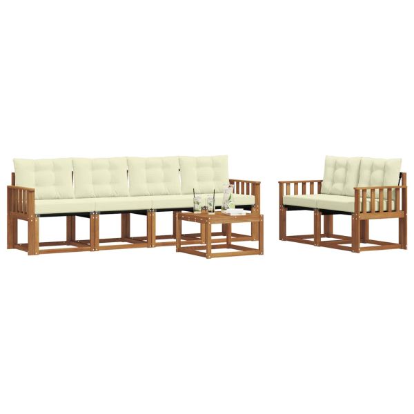 Комплект дивани за открито 7 pcs Натурален и Крема
