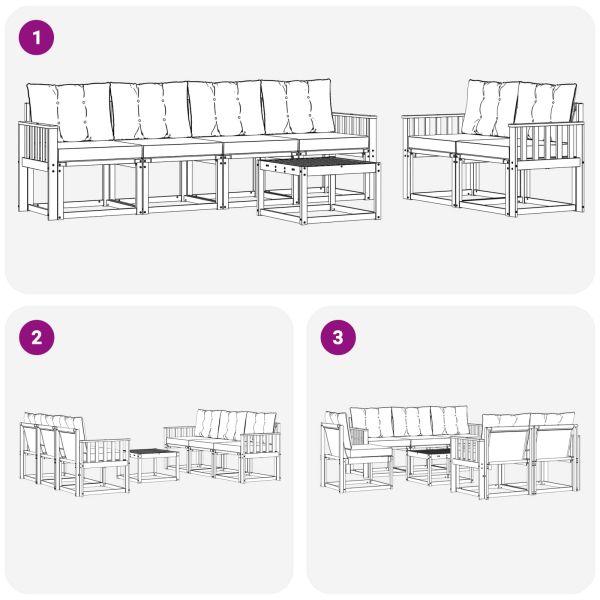 Комплект дивани за открито 7 pcs Натурален и Крема