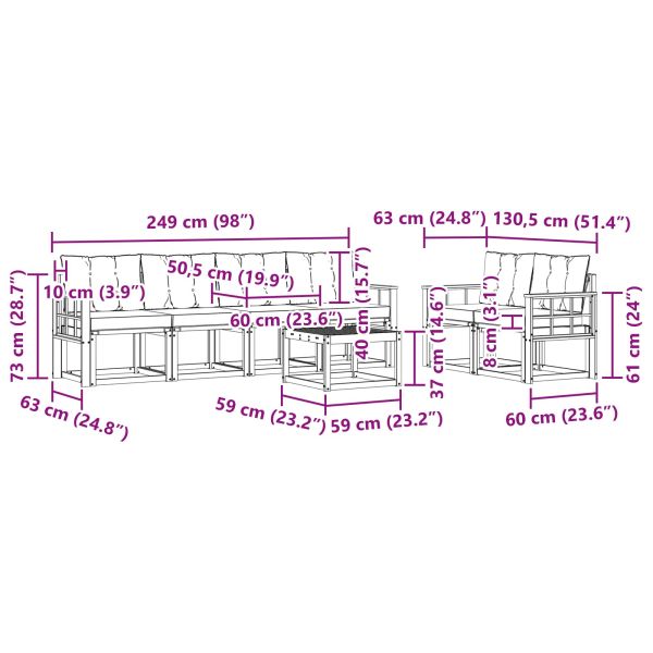 Комплект дивани за открито 7 pcs Естествено и черно