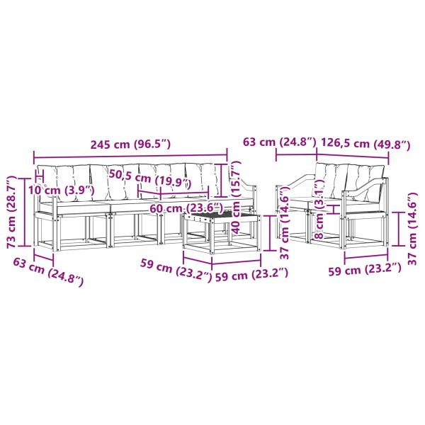 Комплект дивани за открито 7 pcs Натурален и Бежов