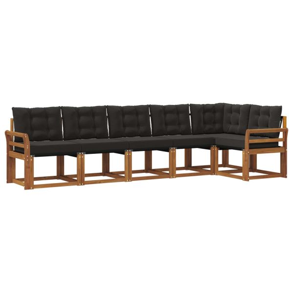 Комплект дивани за открито 6 pcs Естествено и черно