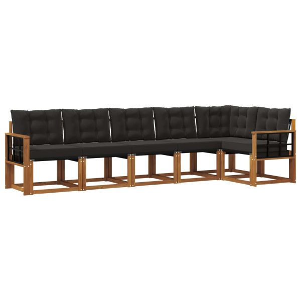 Комплект дивани за открито 6 pcs Естествено и черно