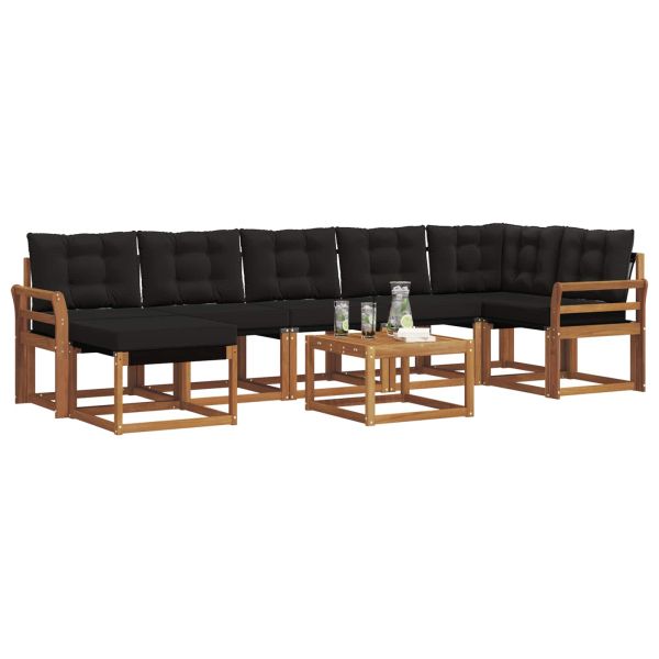 Комплект дивани за открито 8 pcs Естествено и черно