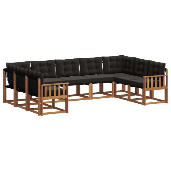 Комплект дивани за открито 9 pcs Естествено и черно