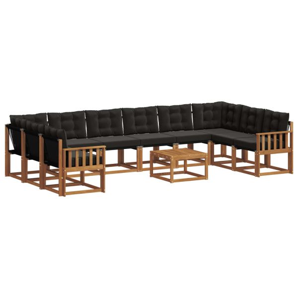 Комплект дивани за открито 11 pcs Естествено и черно