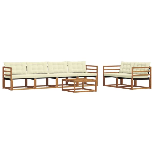 Комплект дивани за открито 7 pcs Натурален и Крема