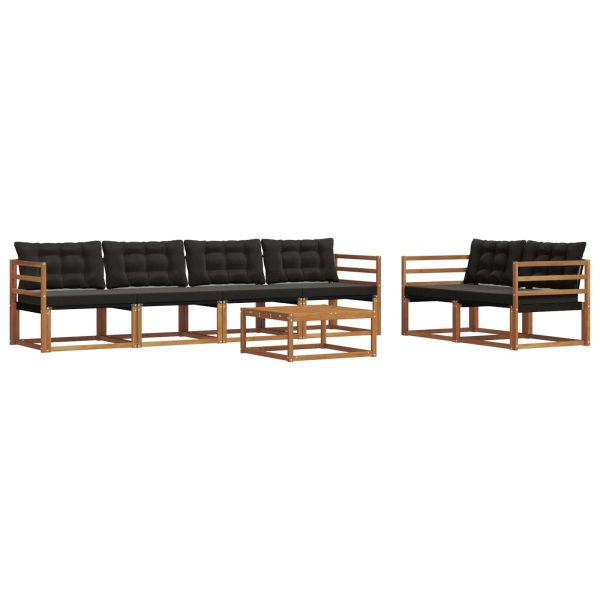 Комплект дивани за открито 7 pcs Естествено и черно
