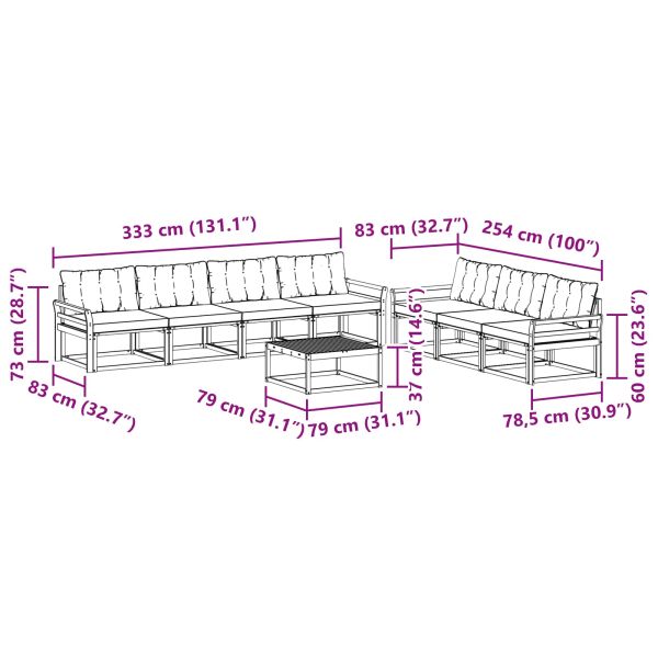 Комплект дивани за открито 8 pcs Натурален и Крема