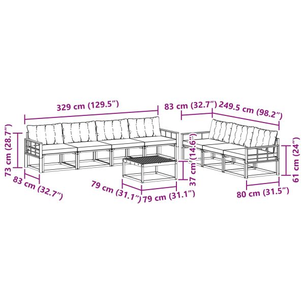 Комплект дивани за открито 8 pcs Натурален и Крема