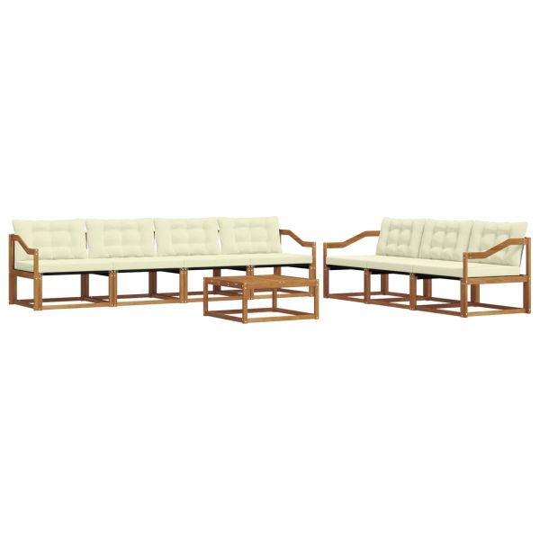 Комплект дивани за открито 8 pcs Натурален и Крема