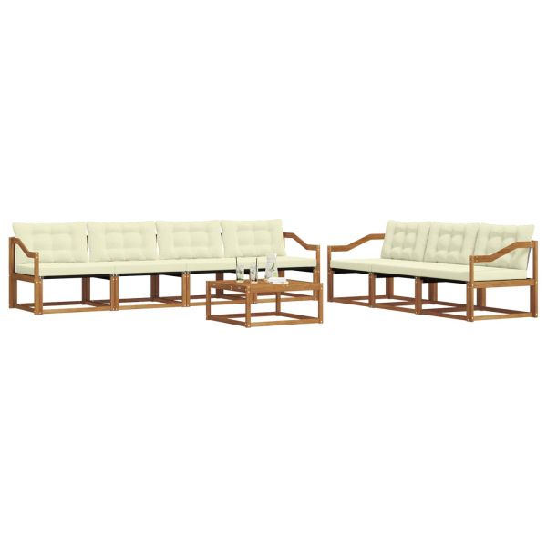 Комплект дивани за открито 8 pcs Натурален и Крема