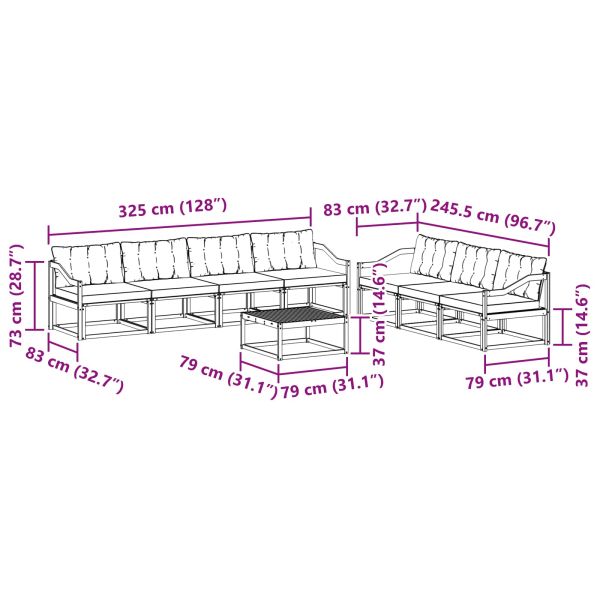 Комплект дивани за открито 8 pcs Естествено и светло сиво