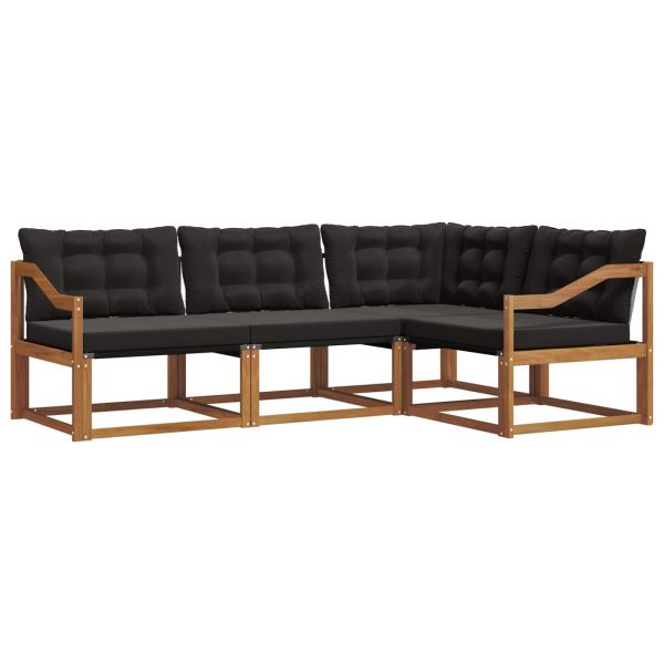 Комплект дивани за открито 4 pcs Естествено и черно