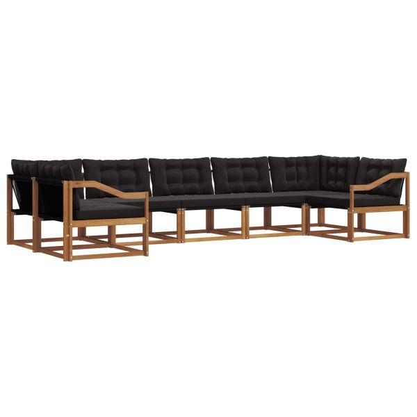 Комплект дивани за открито 7 pcs Естествено и черно