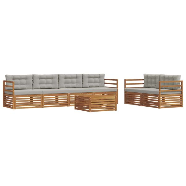 Комплект дивани за открито 7 pcs Естествено и светло сиво