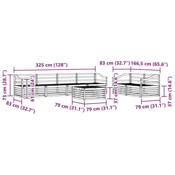 Комплект дивани за открито 7 pcs Естествен