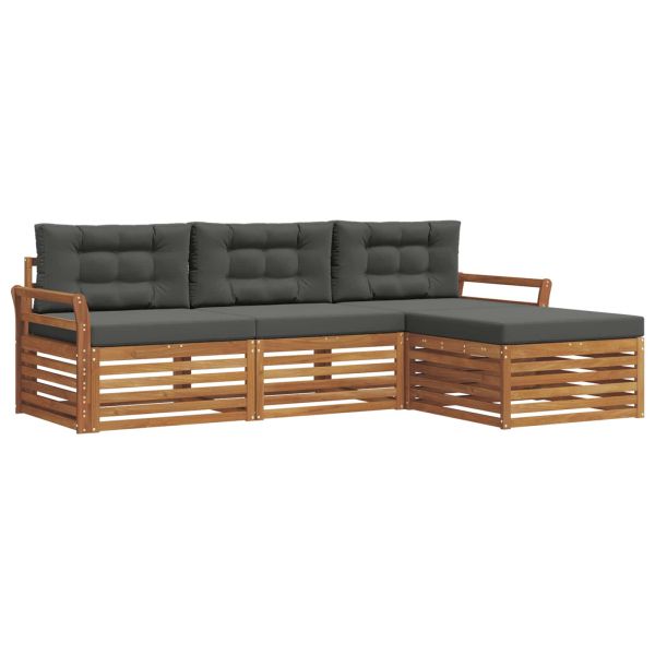 Комплект дивани за открито 4 pcs Натурален и Антрацит