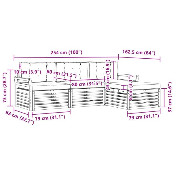 Комплект дивани за открито 4 pcs Натурален и Антрацит