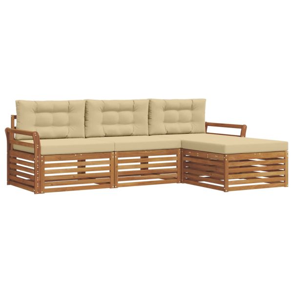 Комплект дивани за открито 4 pcs Натурален и Бежов