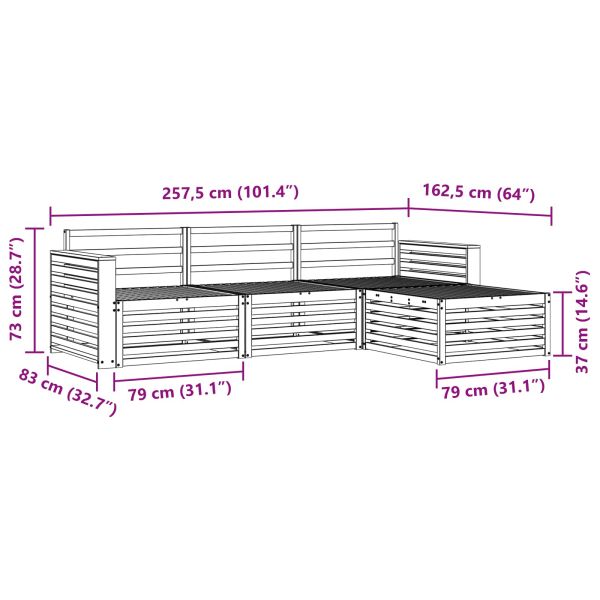 Комплект дивани за открито 4 pcs Естествен