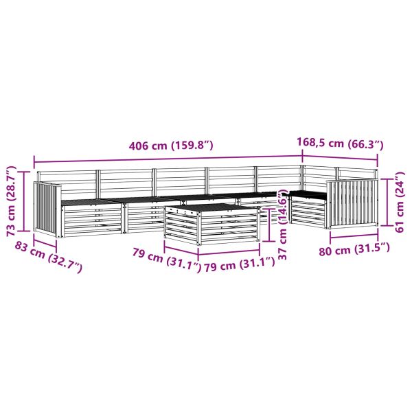 Комплект дивани за открито 7 pcs Естествен
