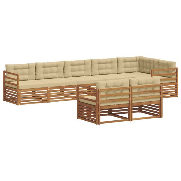 Комплект дивани за открито 8 pcs Натурален и Бежов