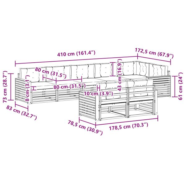 Комплект дивани за открито 8 pcs Натурален и Крема