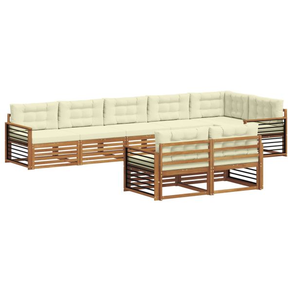 Комплект дивани за открито 8 pcs Натурален и Крема