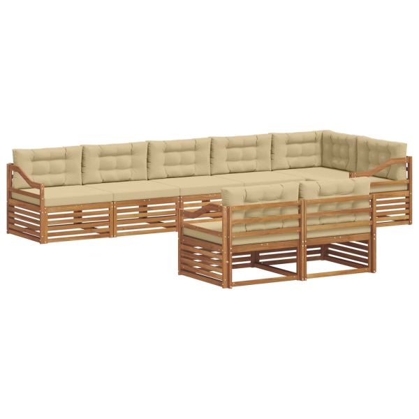 Комплект дивани за открито 8 pcs Натурален и Бежов