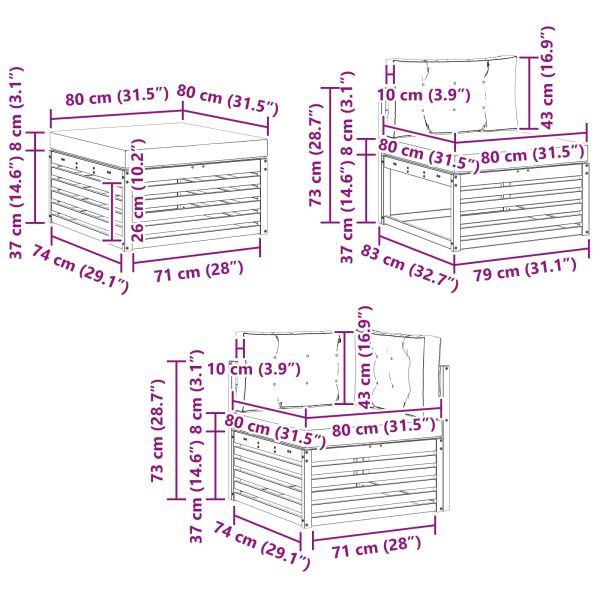 Комплект дивани за открито 6 pcs Натурален и Бежов