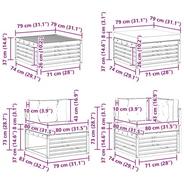 Комплект дивани за открито 9 pcs Естествено и светло сиво