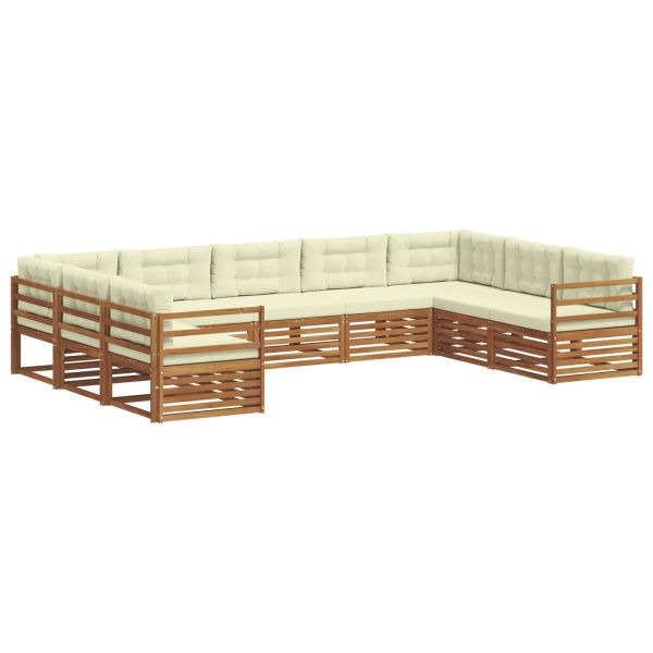 Комплект дивани за открито 9 pcs Натурален и Крема