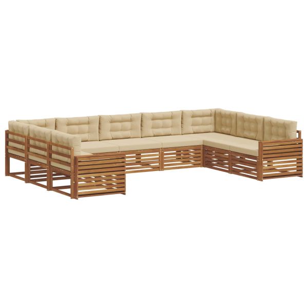 Комплект дивани за открито 9 pcs Натурален и Бежов