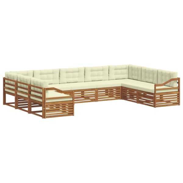 Комплект дивани за открито 9 pcs Натурален и Крема