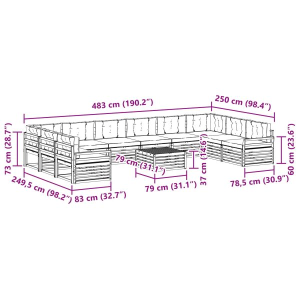 Комплекти дивани с възглавница 11 pcs Естествено и светло сиво