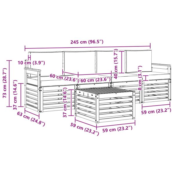 Комплект дивани за открито 5 pcs Натурален и Крема