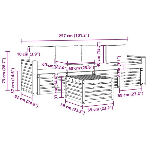 Комплект дивани за открито 5 pcs Натурален и Антрацит