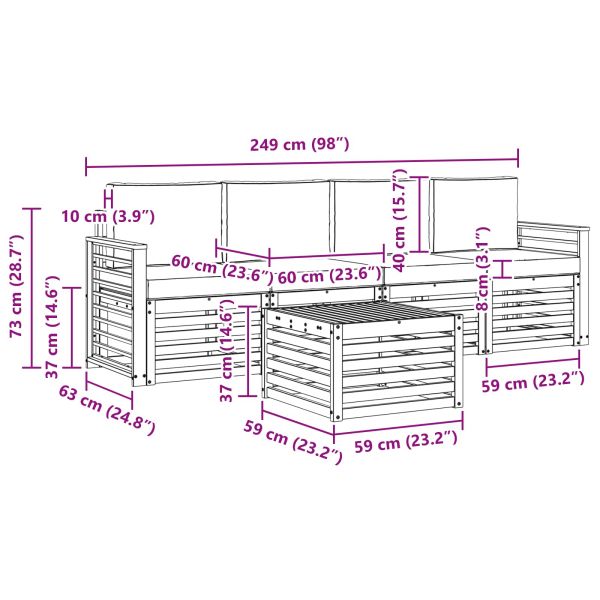 Комплект дивани за открито 5 pcs Естествено и светло сиво