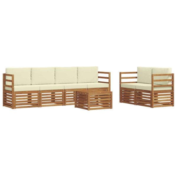 Комплект дивани за открито 7 pcs Натурален и Крема