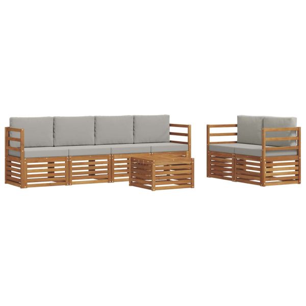 Комплект дивани за открито 7 pcs Естествено и светло сиво