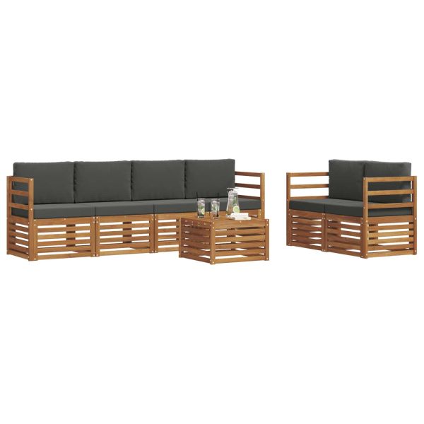 Комплект дивани за открито 7 pcs Натурален и Антрацит