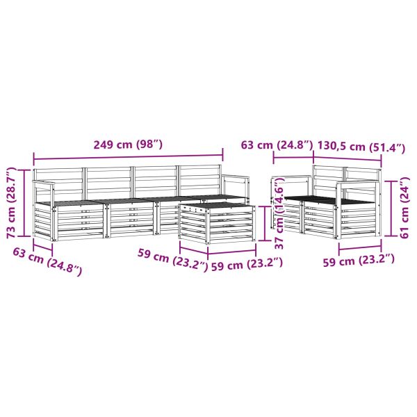 Комплект дивани за открито 7 pcs Естествен