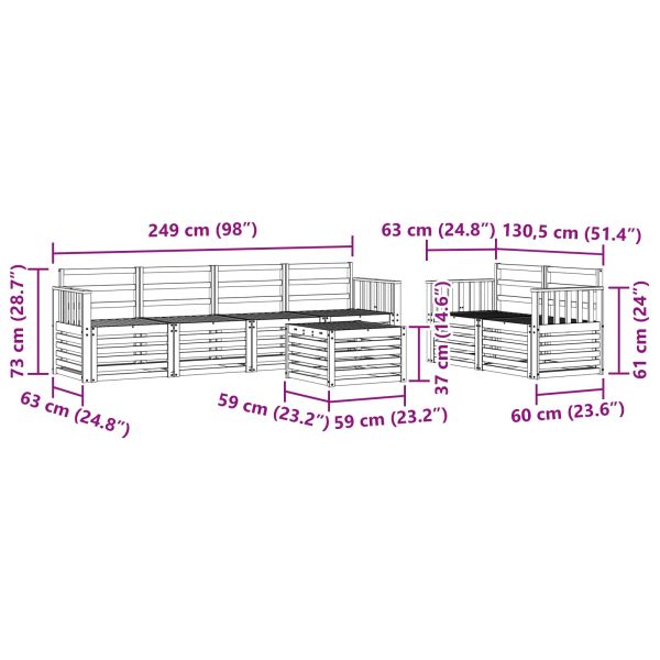 Комплект дивани за открито 7 pcs Естествен
