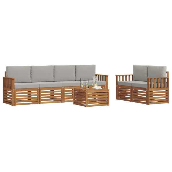 Комплект дивани за открито 7 pcs Естествено и светло сиво