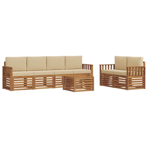Комплект дивани за открито 7 pcs Натурален и Бежов