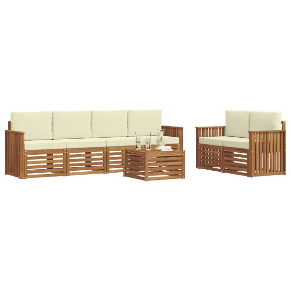 Комплект дивани за открито 7 pcs Натурален и Крема