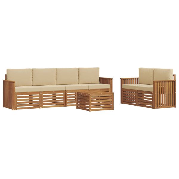 Комплект дивани за открито 7 pcs Натурален и Бежов