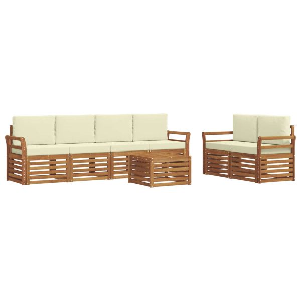 Комплект дивани за открито 7 pcs Натурален и Крема